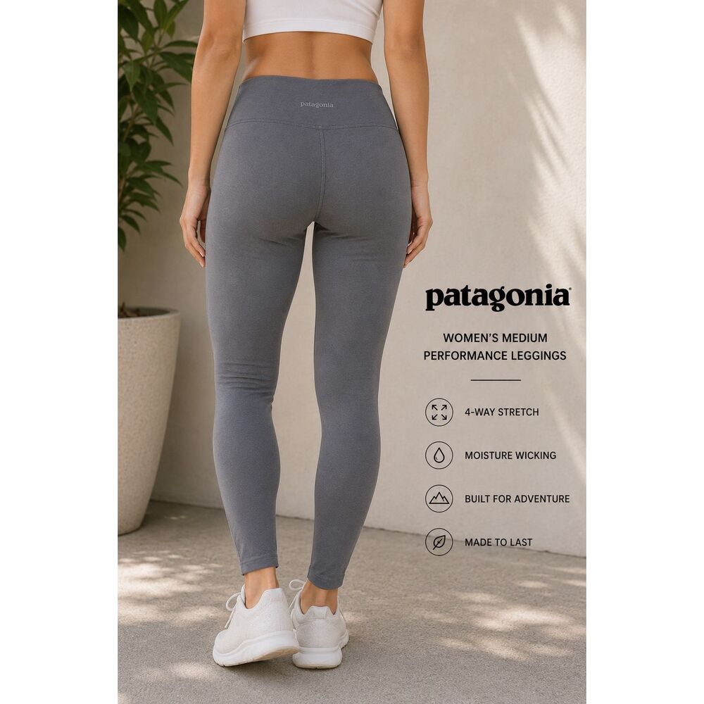 Patagonia Women’s Medium Performance Leggings Athletic Yoga Workout Pants Gray